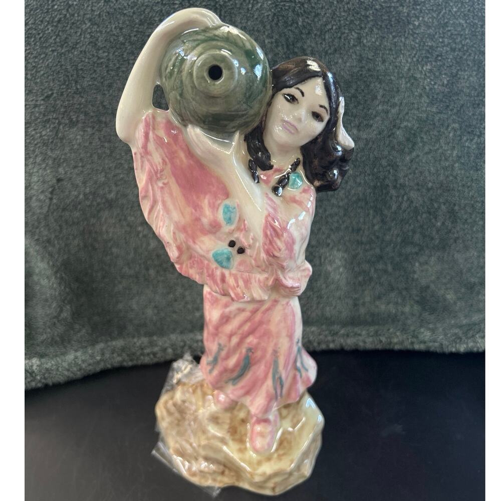 Native American Woman Figure Ceramic Vintage Read Discription